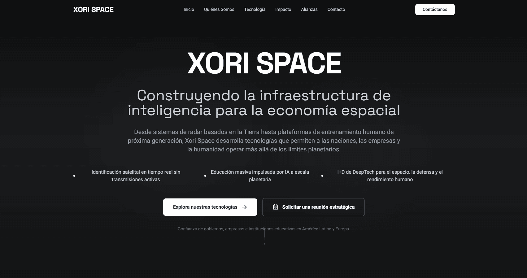 Xori Space — Landing de educación espacial + DeepTech
